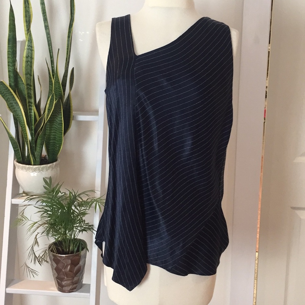 Banana Republic Asymmetrical Neckline Stripe Tank